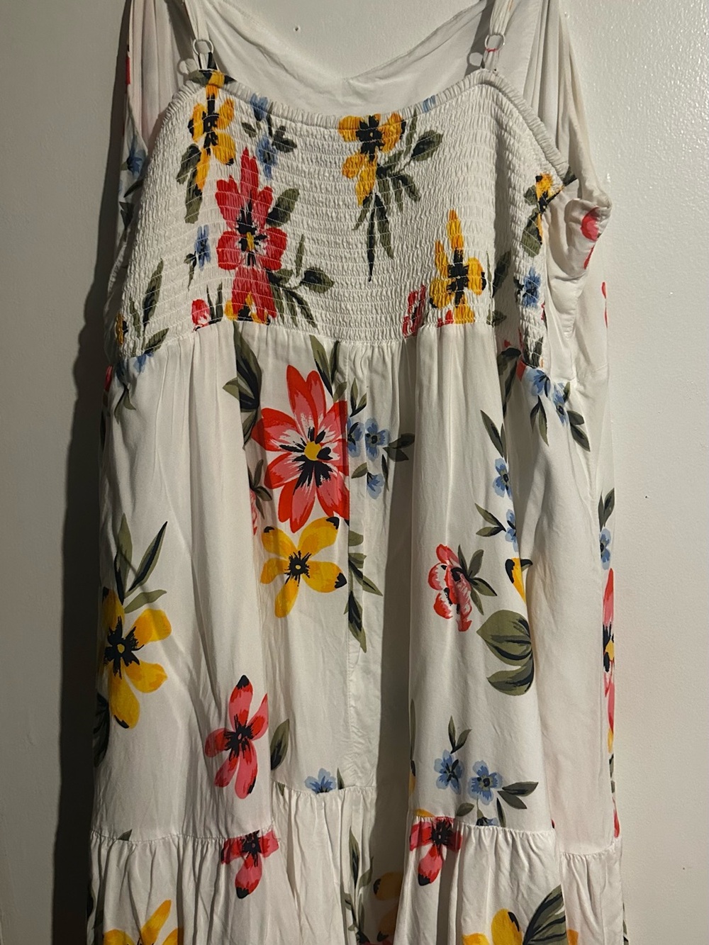 Old Navy White Maxi Dress with Red, Yellow & Blue Floral Print - Picture 2 of 3